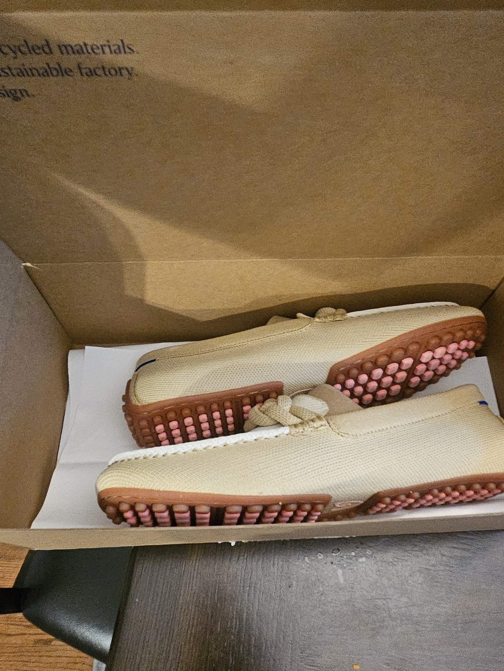 Rothy's The Braid Driver Loafers in Cappuccino with Pink Insole - Picture 6 of 6